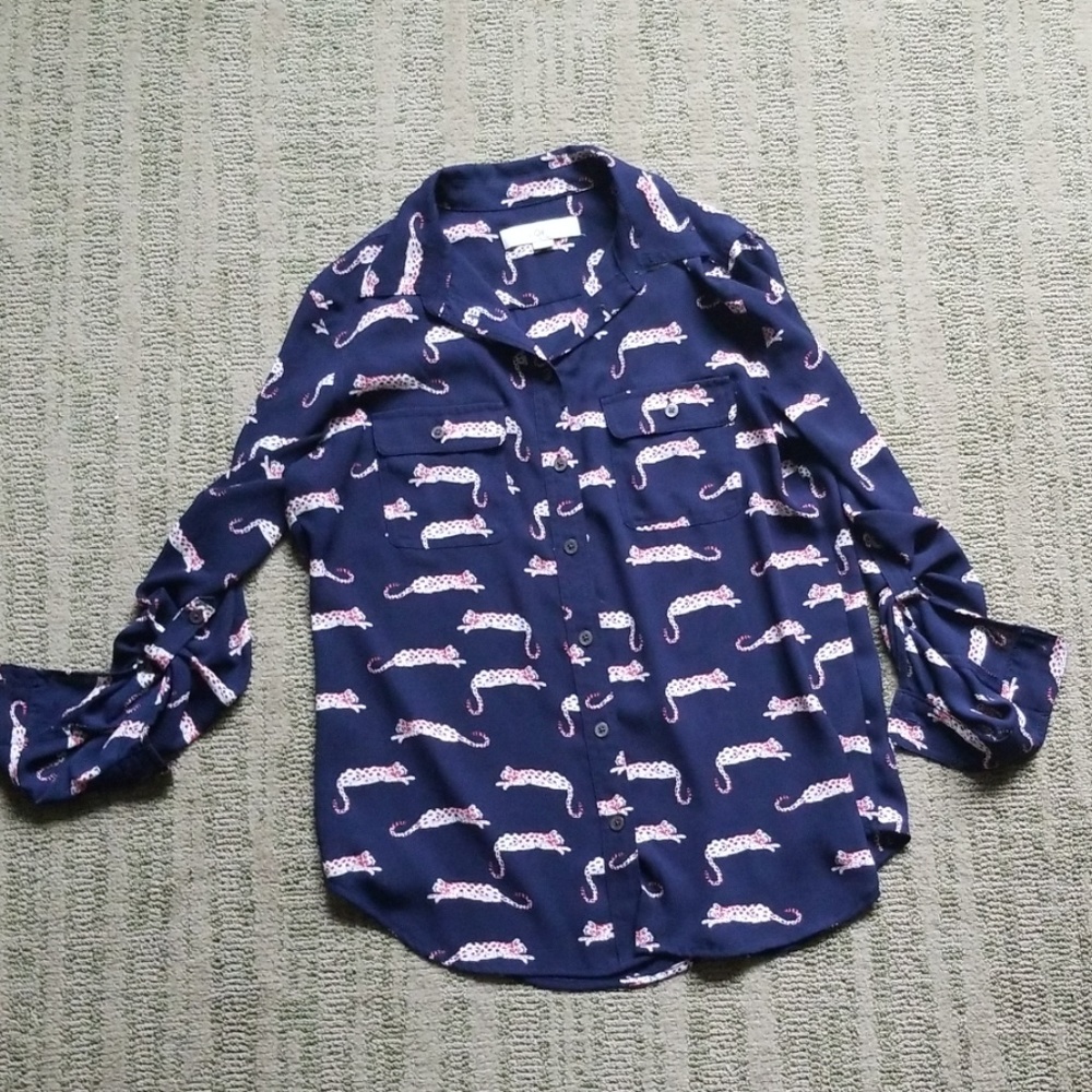 Animal Print Button Up Shirt Size S